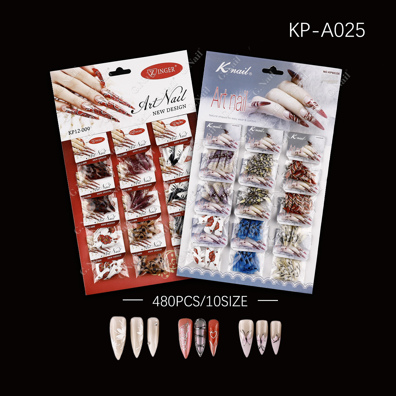 Knail卡装穿戴甲成品12包装花甲甲片美甲贴片欧美假指甲美甲批发