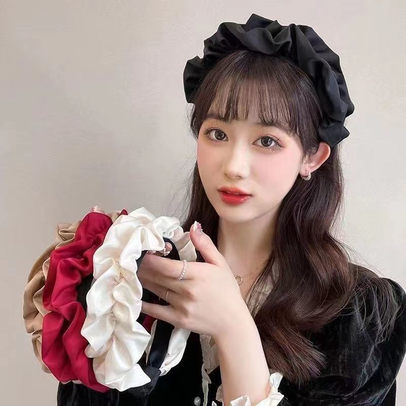 高颅顶大肠褶皱发箍女宽边发饰显脸小洗脸复古高级感饰品发夹批发