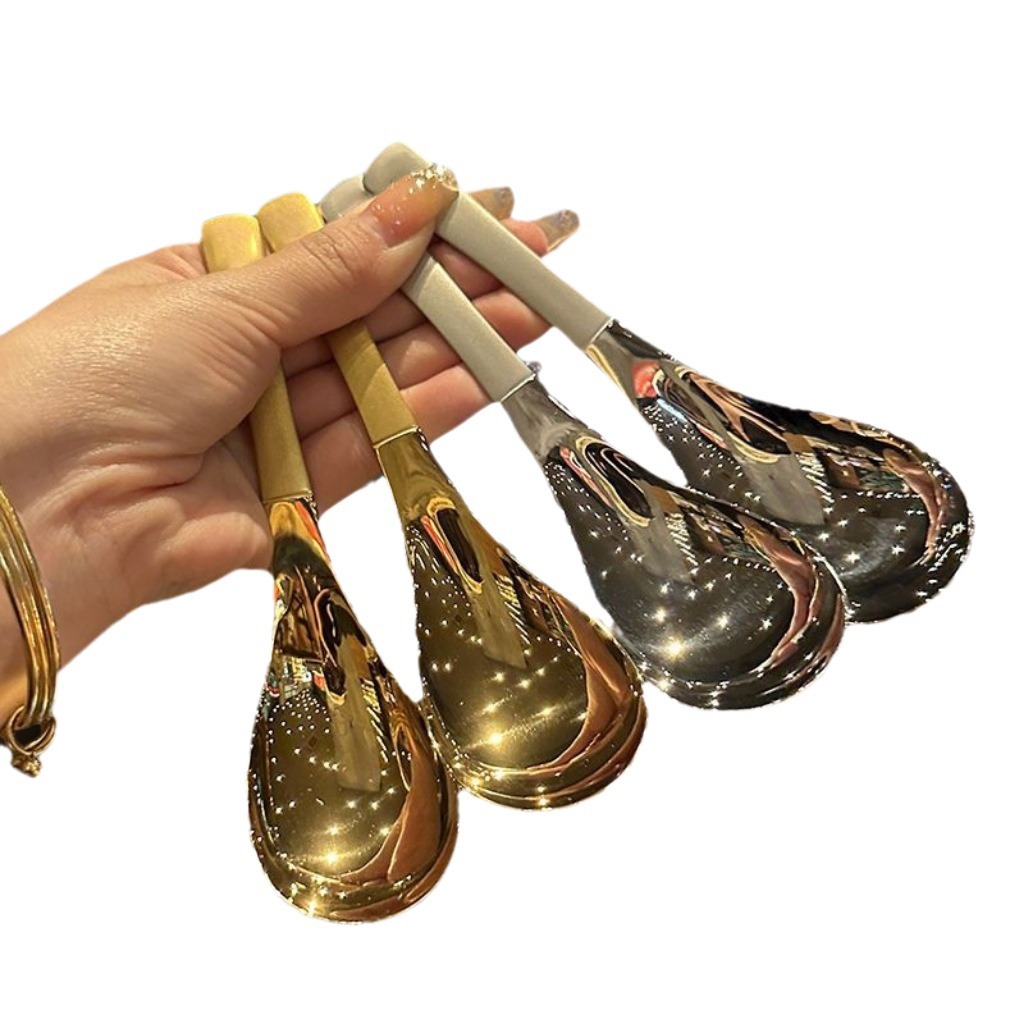 Stainless Steel Chinese Spoon Thickened Earl's Spoon Palace Spoon Hotel Deep Soup Spoon Children's Spoon Household Round Bottom Spoon Item Picture
