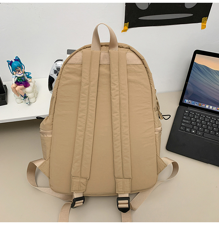 Female lightweight backpack for junior and senior high school students, Japanese-style casual schoolbag. Female college students, simple solid-color backpack. Female school style pic 24