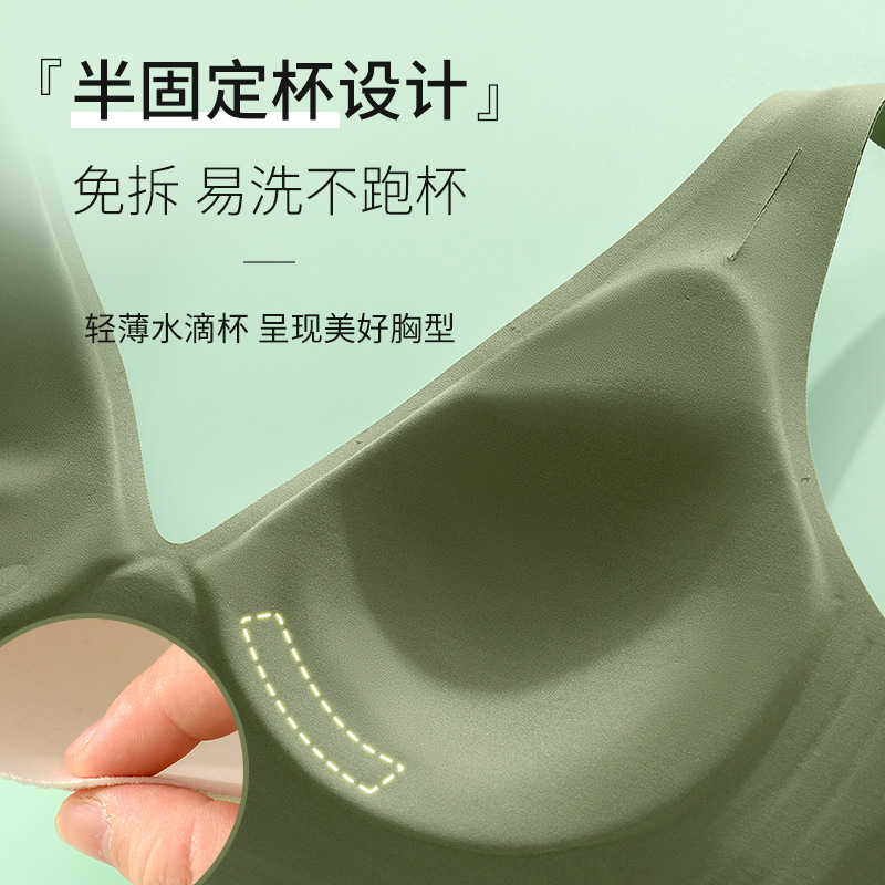 Seamless jelly strip underwear for women, no steel ring, small breast, gathering and retracting breasts, ultra-thin cup breathable deep V bra cover for girls Specification image
