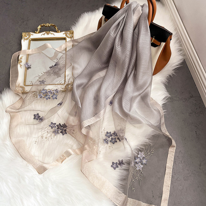 Mother's Day Gifts Hangzhou Silk Scarf Women's Silk Scarf New Gauze Scarf All Suembroider Embroidery Long Spring And Autumn Shawls Application Scenario