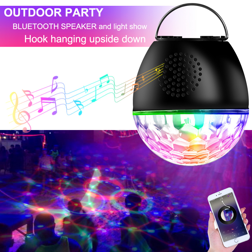 Small Magic ball light with Bluetooth speaker box, 16-color LED stage light, seven-color rotating crystal magic ball disco ball light full figure