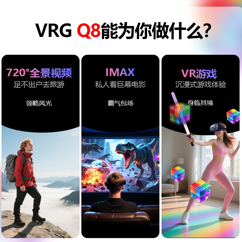 2026年新款Q8VR眼镜VRG手机电影游戏3d眼镜影院数码眼镜头戴式 Specification image