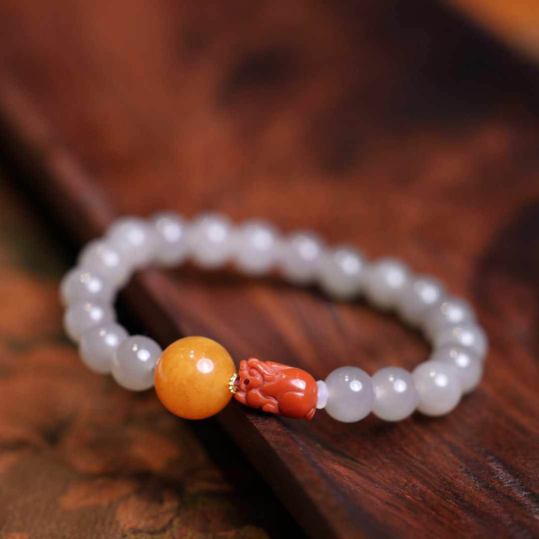 Natural 8MM smoke purple Hetian jade bracelet for women, 24K pure gold, Sichuan material, South red PI Xiu amber, ethnic style bracelet wholesale