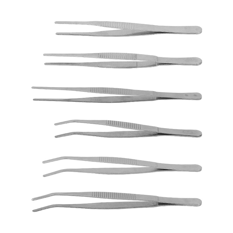 Thickened stainless steel tweezers with toothed non-slip round head tweezers grab scorpion clips reptile feeding clips tweezers Item Picture