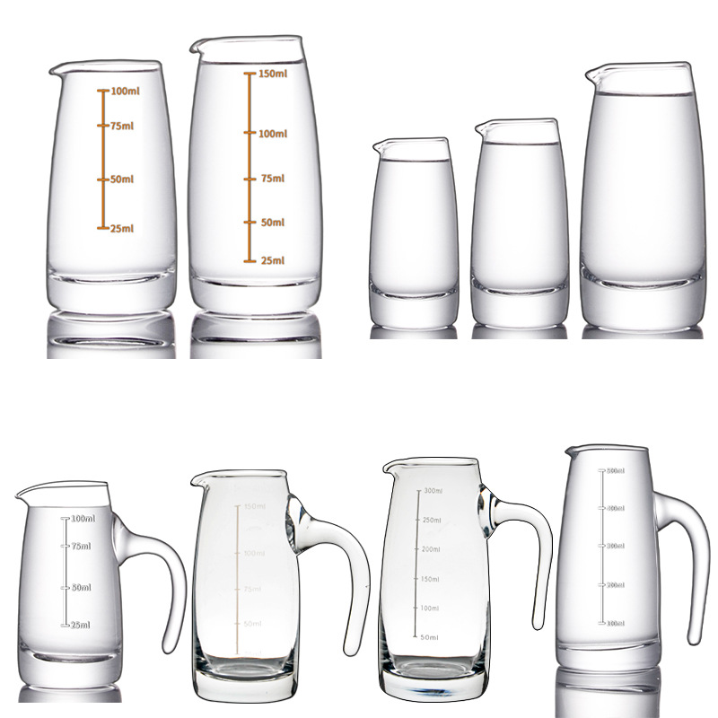 批发白酒分酒器分酒壶醒酒器家用玻璃酒壶刻度把手七字壶酒具