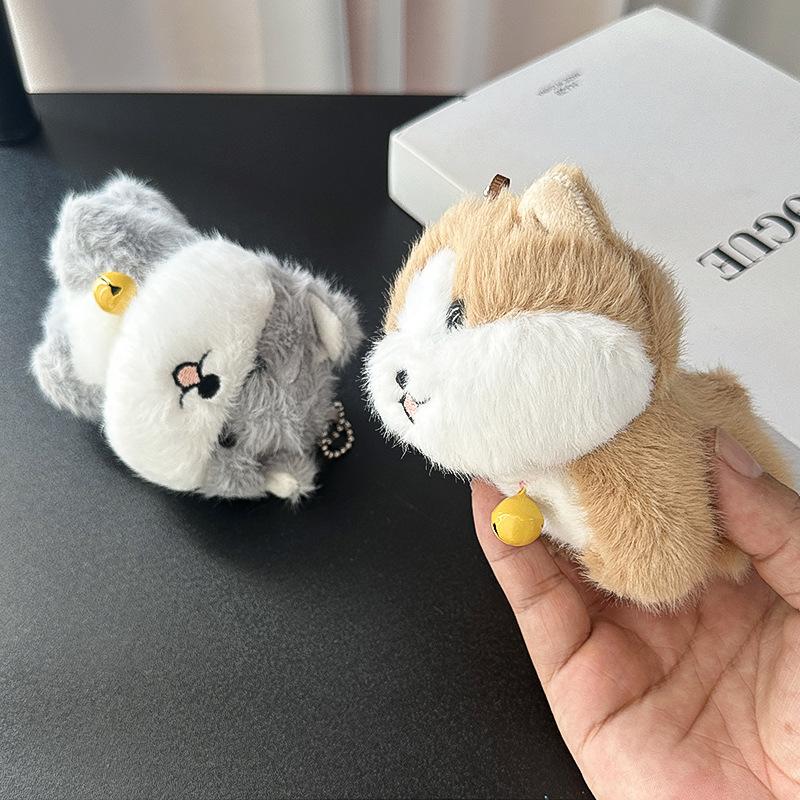 可爱新品圆嘟嘟柯基仿真小柴犬毛绒玩钥匙扣挂件情侣书包背包挂饰