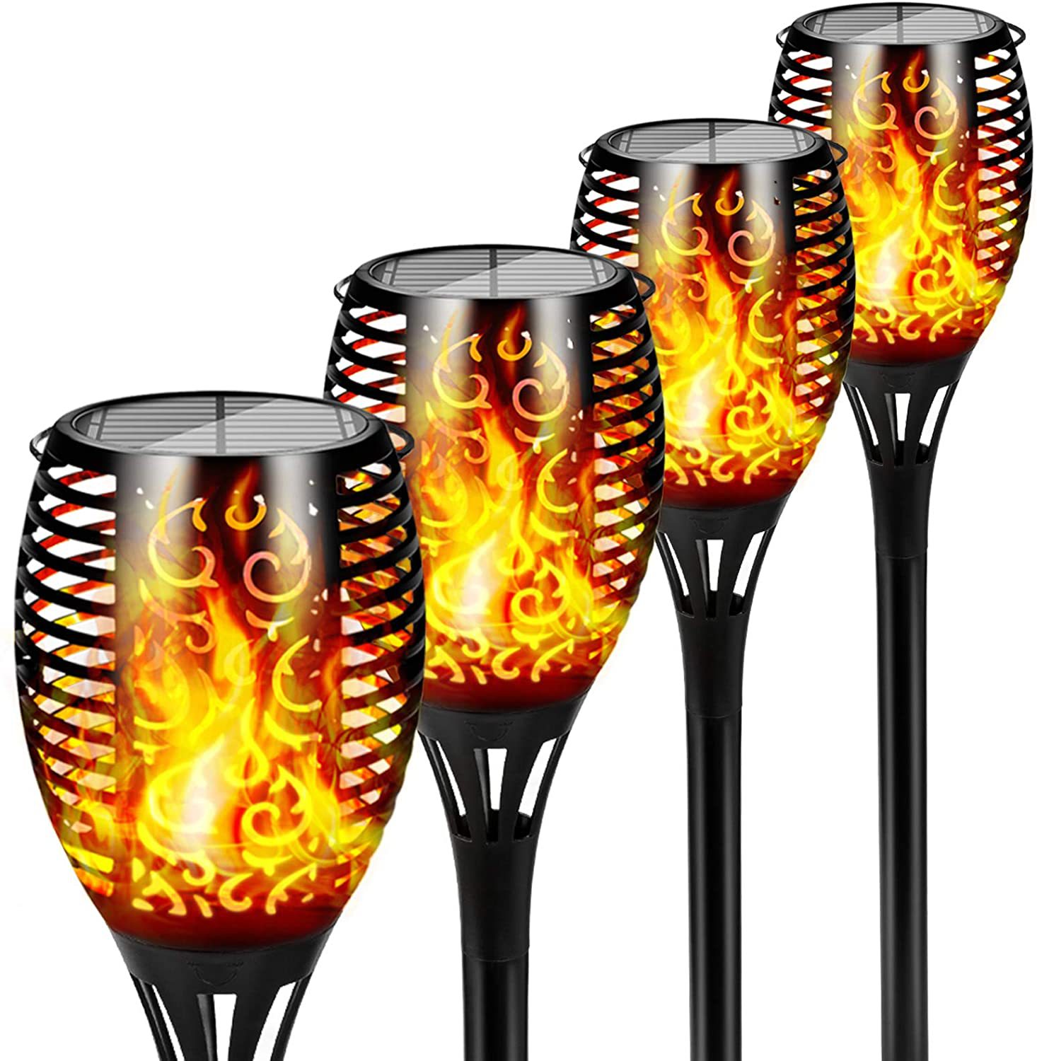Cross-border solar flame lamp 12led torch, outdoor sensor lamp, garden courtyard ground insert decorative landscape lamp details Picture