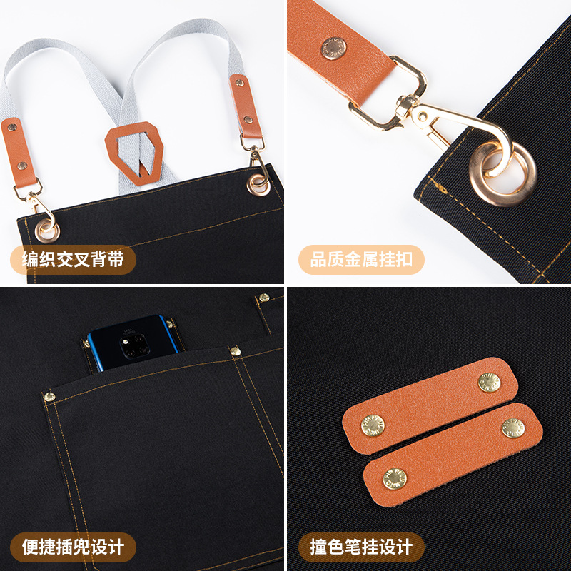 Waterproof, oil-proof, dirt-resistant, wholesale printed custom logo, apron canvas shoulder strap, home nail art, kitchen fashion details Picture