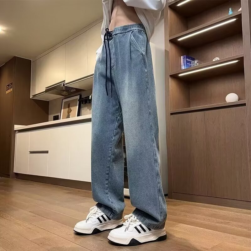 American high street starry sky pattern straight-leg jeans for men, a cool and versatile summer trend brand, and casual pants for teenagers Item Picture