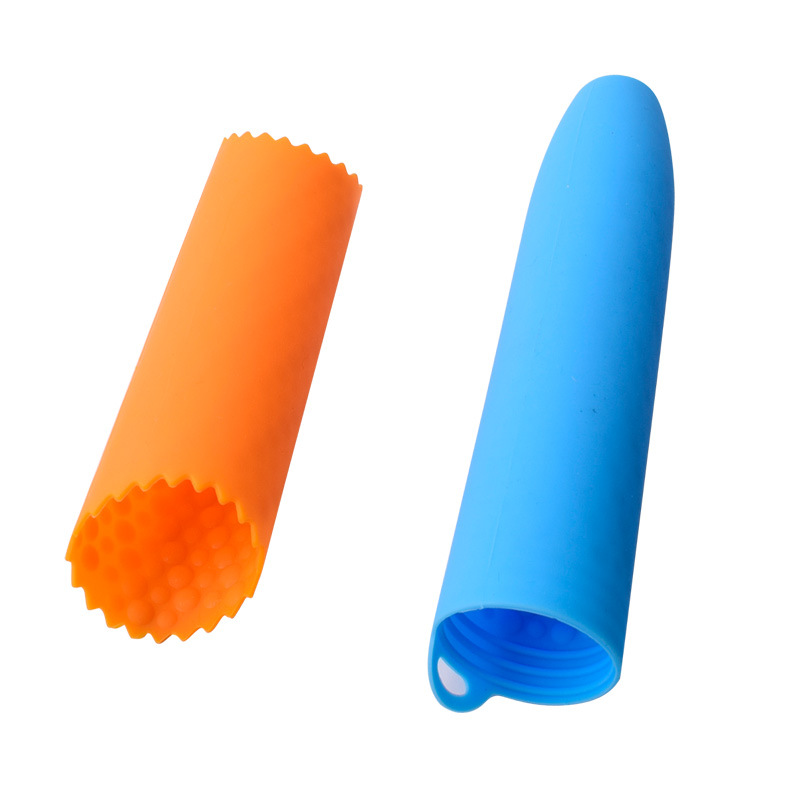 Silicone garlic peeler, manual peeling and pressing device, point-shaped peeler, upgraded dense bottom garlic crumber, kitchen small tools Item Picture