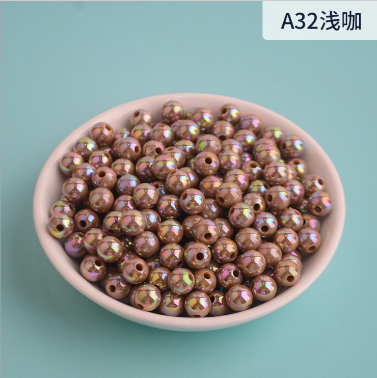 Manufacturer's deep purple AB color acrylic accessories, benzene-permeable perforated round beads, string jewelry accessories, diy accessories wholesale Item Picture