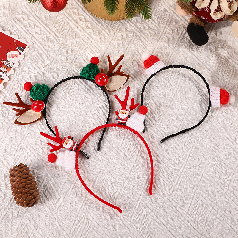 圣诞发箍圣诞节麋鹿松果装饰头箍发饰圣诞节氛围感圣诞帽鹿角发箍
