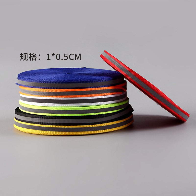 Spot Wholesale Black High Light Reflective Webbing Green Orange Reflective Warning Webbing Bright Silver Hot Paste Reflective Strip Specification drawing