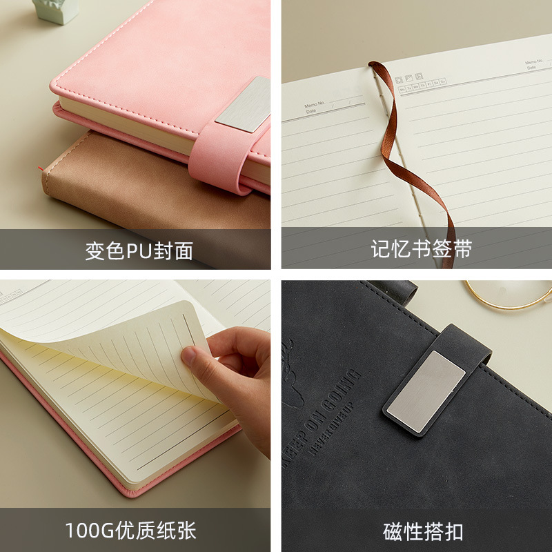 Wholesale Simple Sheepbark Business Notebook A5 Office Notepad Imitation Leather Gift Notebook Printed Logo details Picture