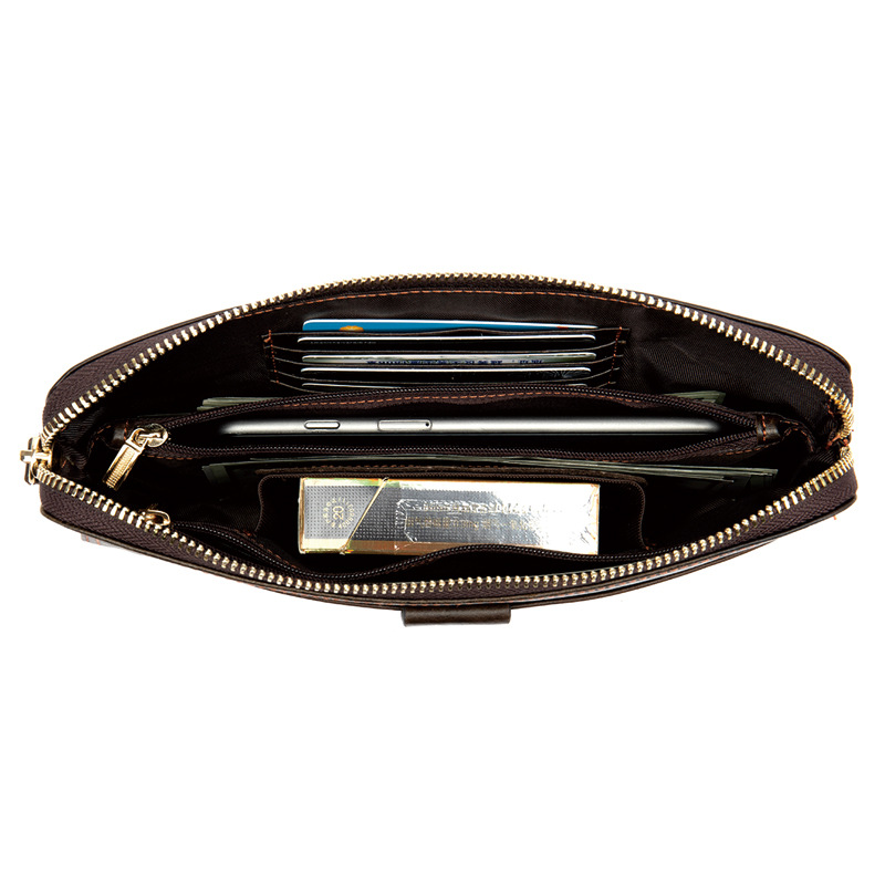 Cross-Border Leather Clutch Bag Wholesale Korean Version Large Capacity Fashion Retro Long Wallet Multi-Card Men's Clutch Bag Item Picture