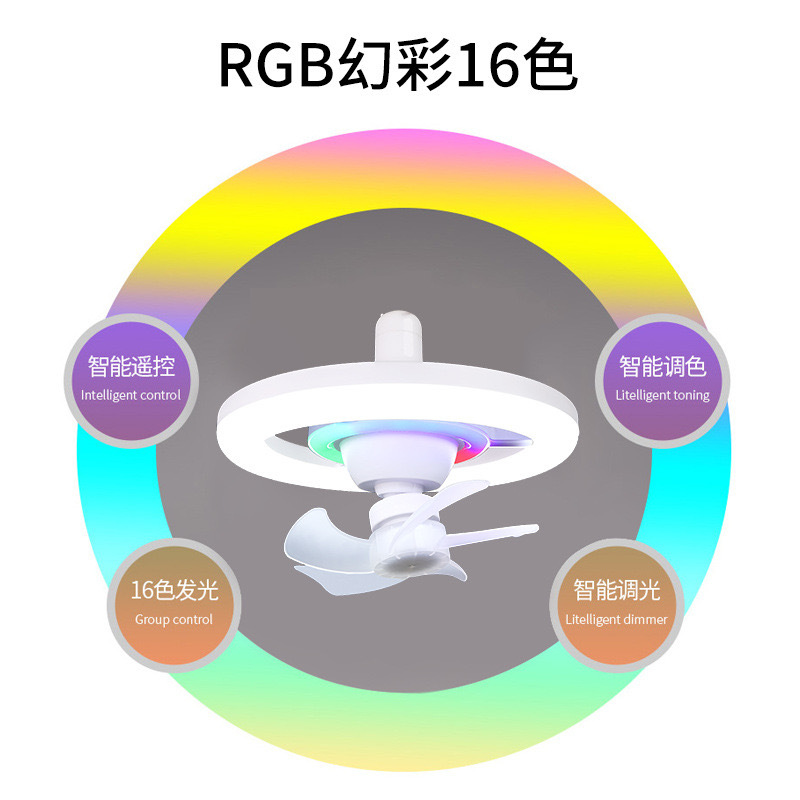 Explosive Cross-Border Shaking Head E27 Fan Light Magic Mute Function Bedroom Living Room Super Bright Energy-Saving Ceiling Fan Light Application Scenario
