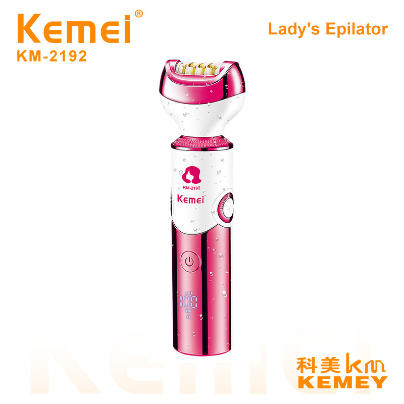 科美KEMEI跨境高颜值拔毛器数显防水可折叠剃毛器送多功能按摩头