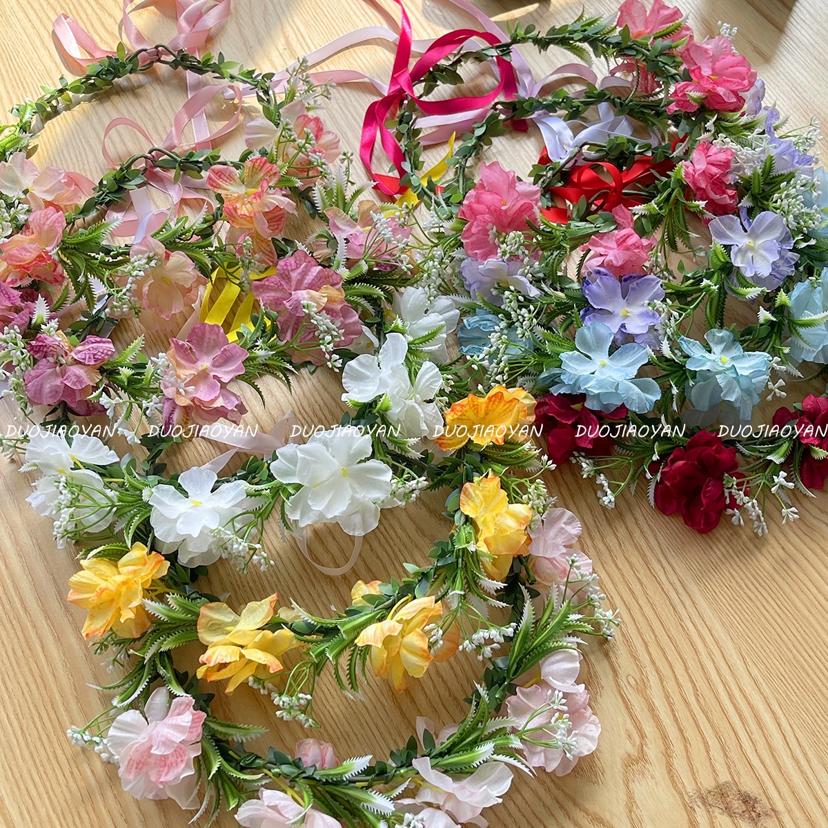 New fairy-like flower garlands, forest-like ultra-fairy-like simulation flower headbands, atmospheric photo accessories, high-end hair flowers and headwear Specification drawing