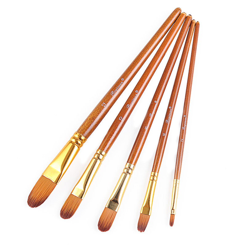 Cross-border in-stock 5-stick watercolor acrylic multi-purpose painting set for students, direct supply from the manufacturer of nylon brushes Item Picture