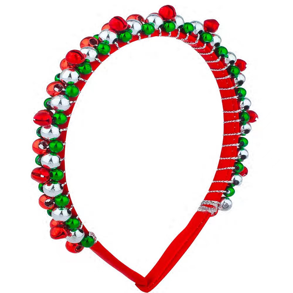欧美跨境外贸款圣诞节铃铛红色发箍时尚可爱排队节日绿色发饰批发
