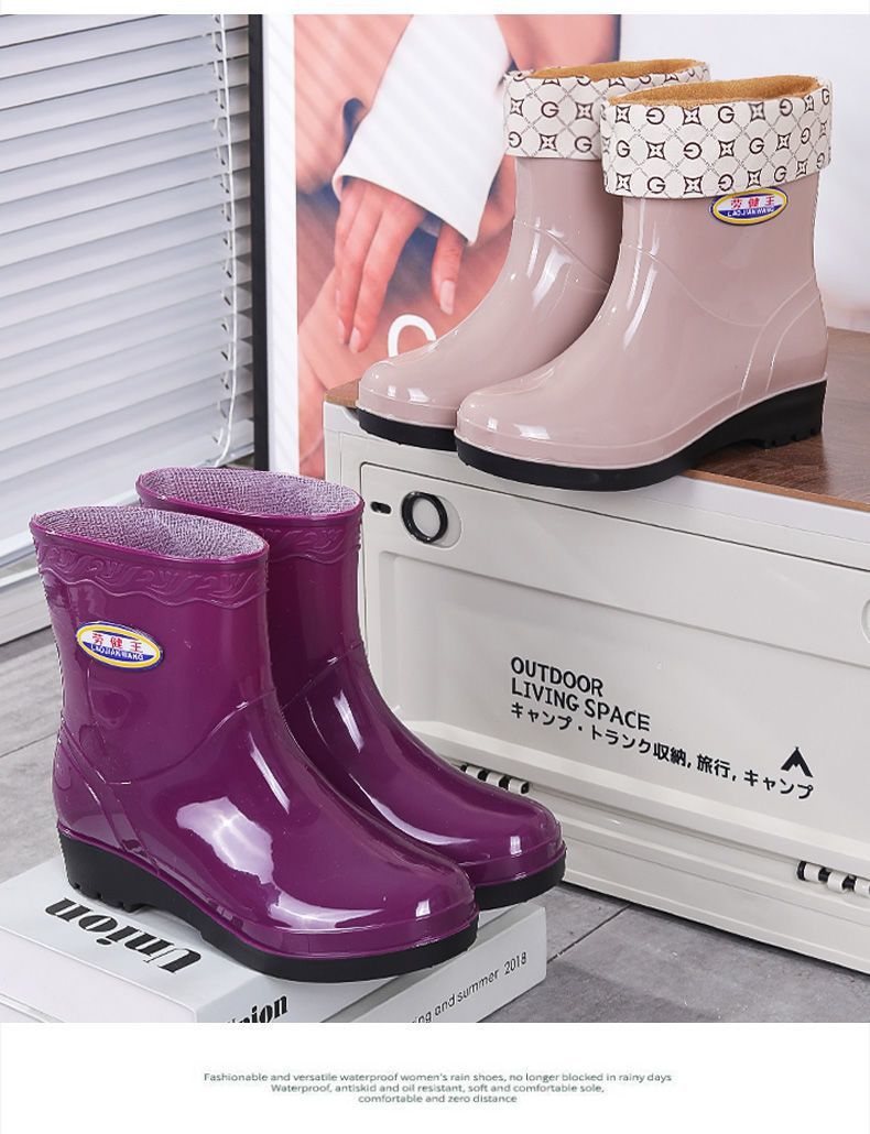 雨鞋低帮舒适厚款四季水胶鞋女士中筒厚底冬季高筒防滑水晶拖鞋详情20
