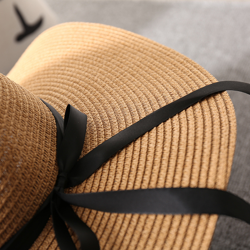 度假帽子海边大檐草帽女夏天沙滩帽小清新可折叠遮阳帽太阳帽详情图3