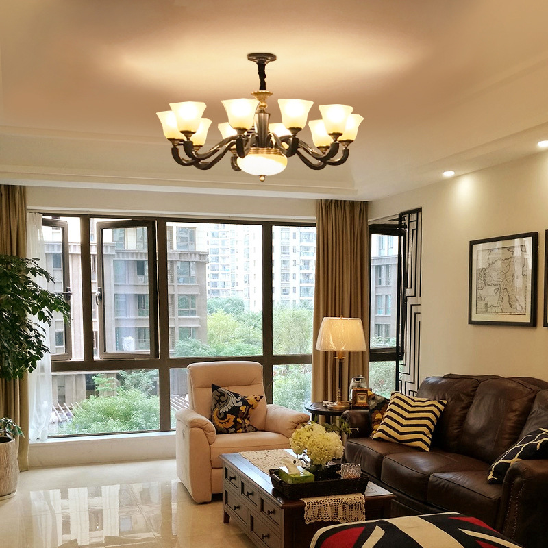 美式吊灯客厅灯全铜灯具大气欧式餐厅卧室灯现代简约复古灯饰批发图