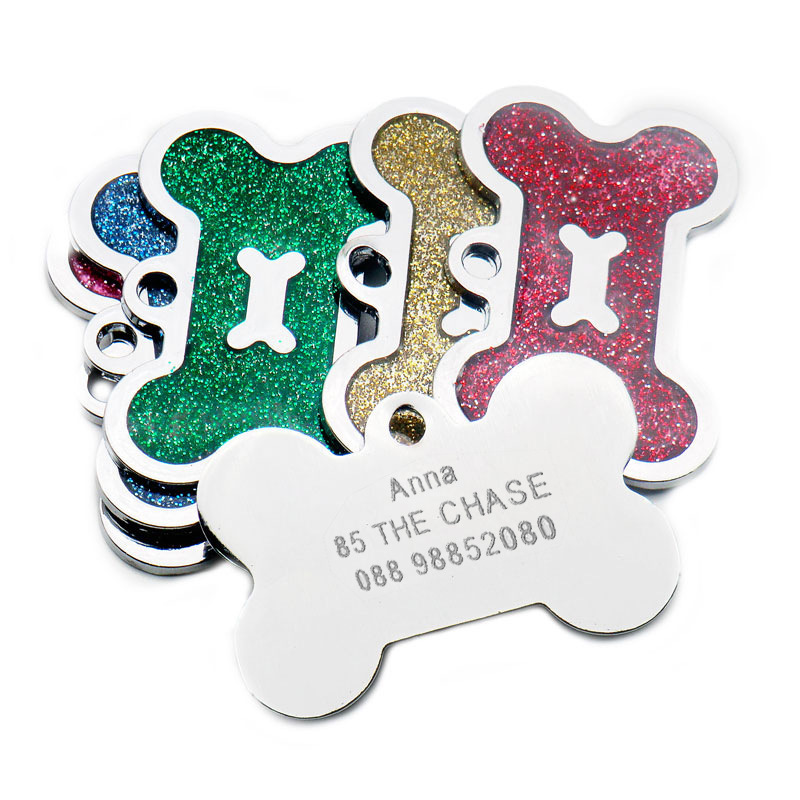 New alloy bone pet pendant for dogs, gold powder oil drip, anti-loss, engraved, universal pet nameplate for both cats and dogs