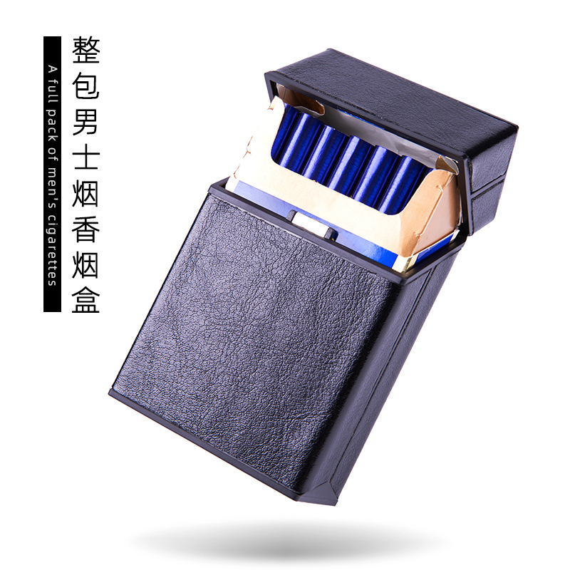 Wholesale Veneered Metal Cigarette Boxes, Personalized And Creative, Aluminum Flip-Top Leather And Leather, Fashionable 20-Cigarette Box Cases For Men Specification drawing