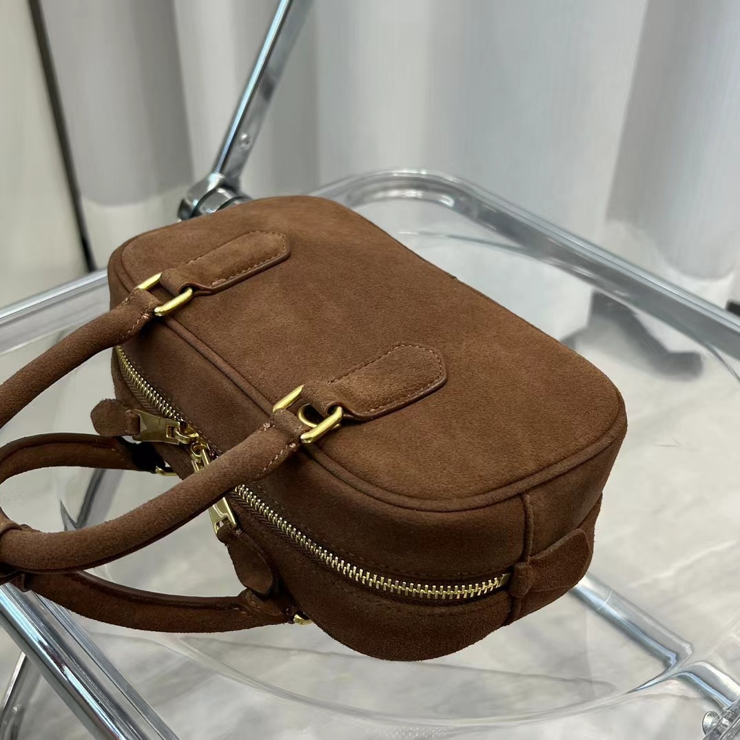 2024 Autumn And Winter New Frosted Cowhide Boston Bowling Bag Leather Women's Single Shoulder Crossbody Bag Wholesale Specification drawing