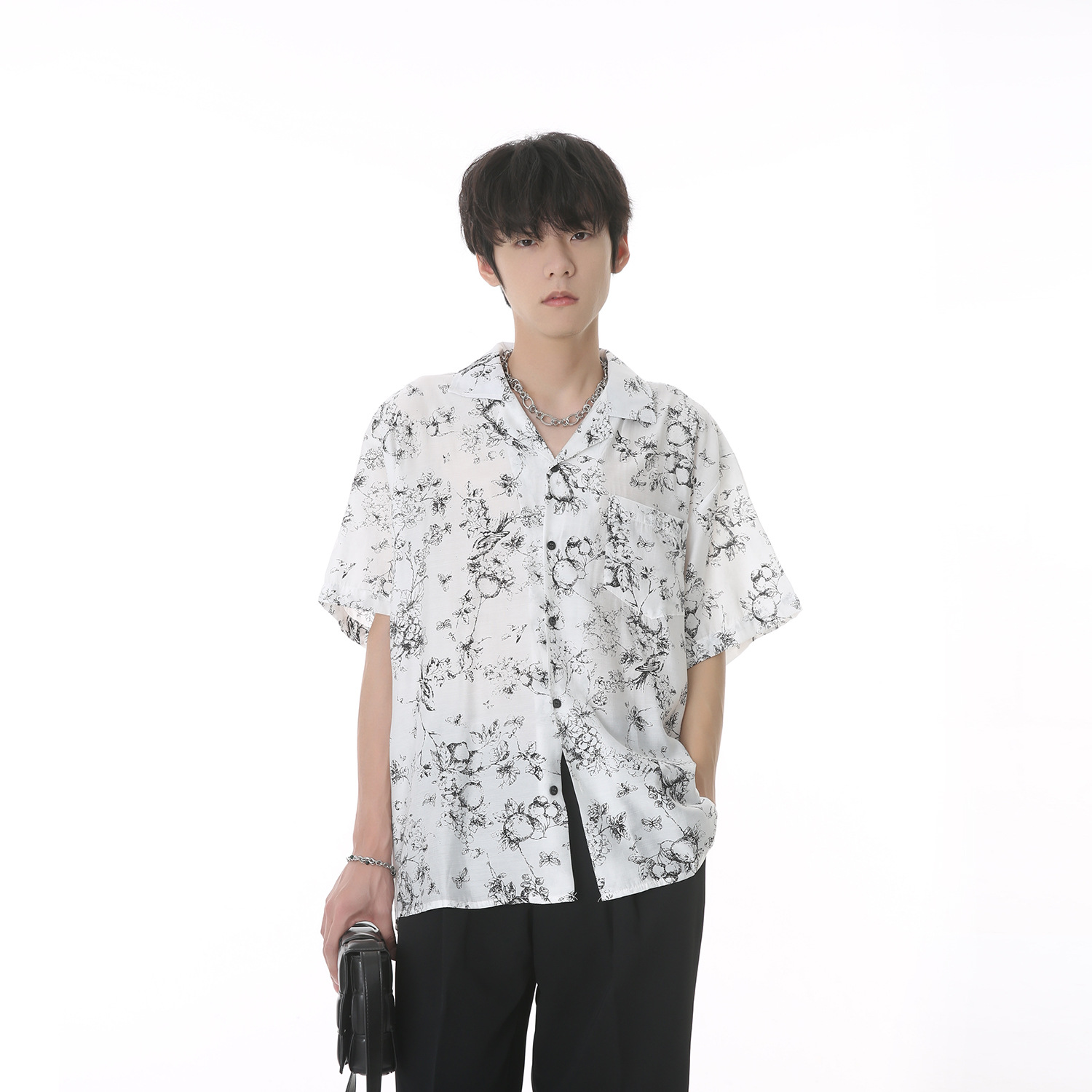 MTLCLOTHES Men's Wear - 2023 Summer Collection: Casual Korean-style, Japanese-style, Hong Kong-style retro floral short-sleeved shirts