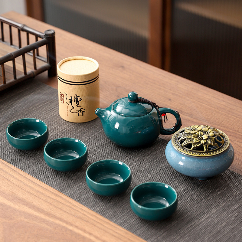 Guochao Chuangyi Ceramic Tea Set Business Activities Gift Logo Company Meeting Opening With Hand Gift Specification drawing