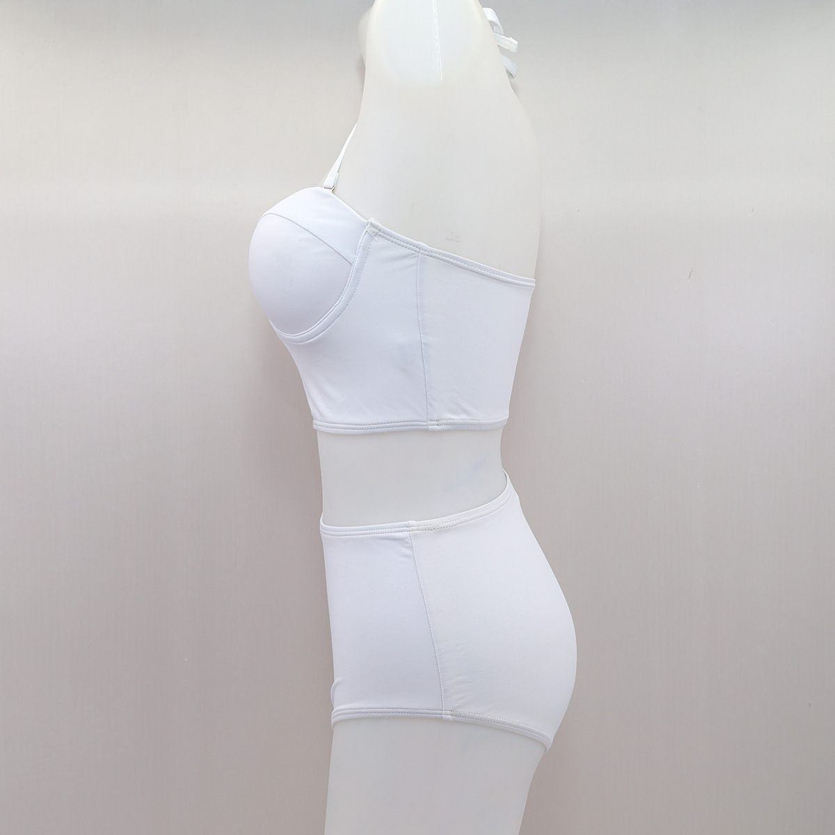 Europe And The United States Sexy High-Waisted Solid Color Halter-Top Bikini Split Swimsuit Bikini Boom In Stock Application Scenario