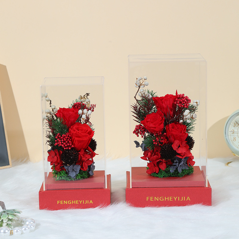 Valentine's Day glass cover rose gift LED eternal flower hydrangea gift box decoration simulation creative gift details Picture