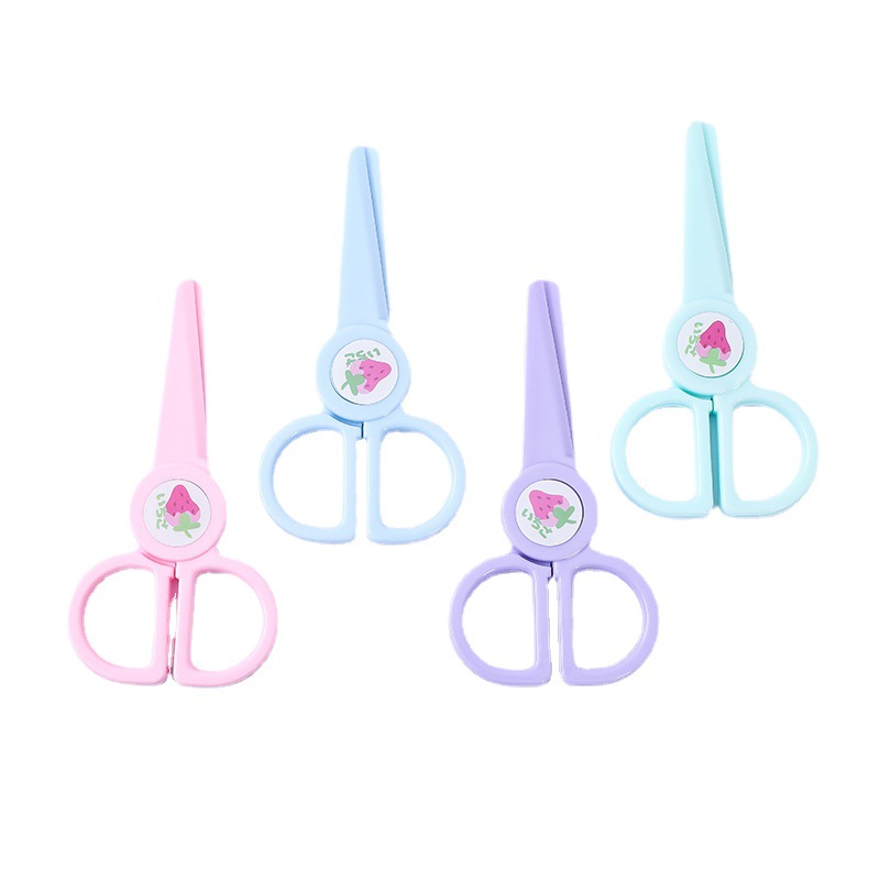 Macaron color children's safety scissors wholesale kindergarten do handmade paper-cutting knife hand ledger stationery portable scissors Item Picture