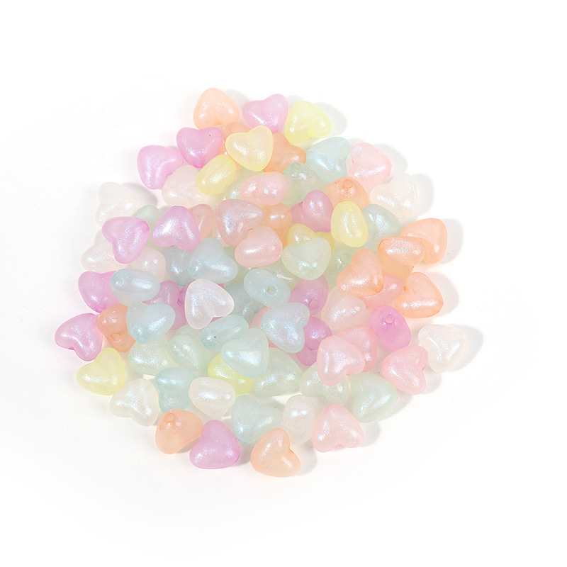 Acrylic colored mermaid luminous heart heart through-hole scattered beads beads DIY mobile phone necklace head accessory Item Picture