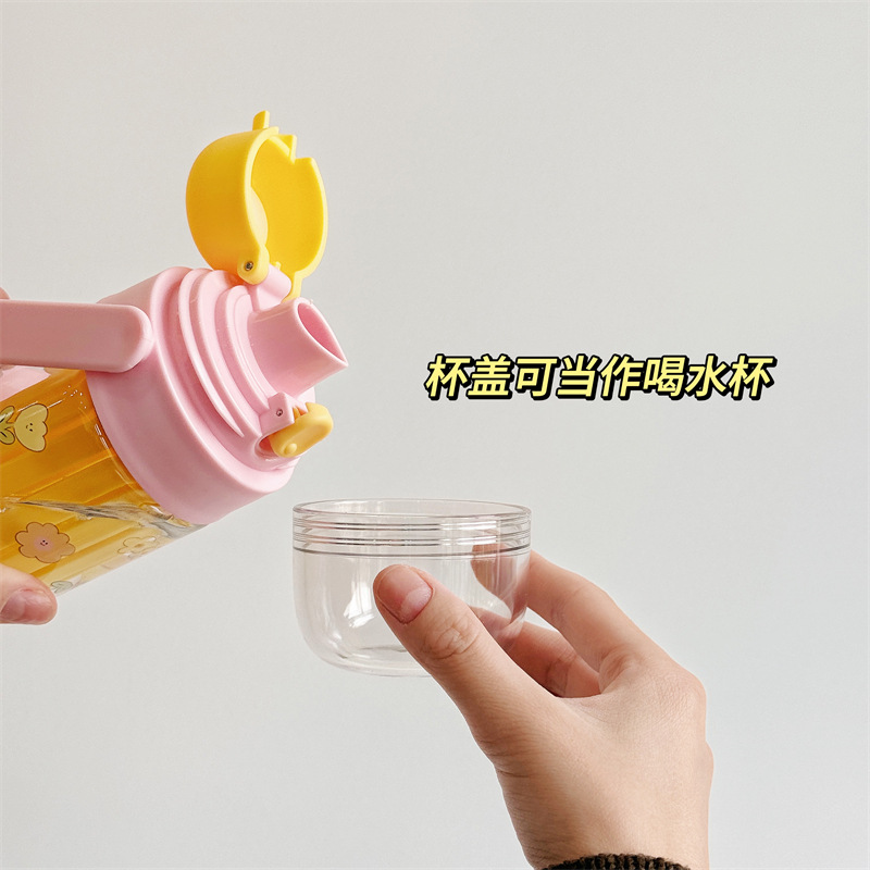 2025 New hand-held bouncing flower tea cup, student couple plastic water cup, portable tea and water separation cup for women going out Application Scenario