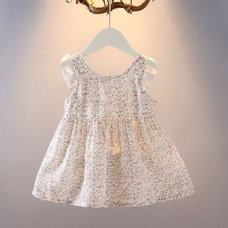 Internet-famous baby Instagram summer dresses, girls' floral print dresses, children's princess dresses, girls' summer dresses details Picture