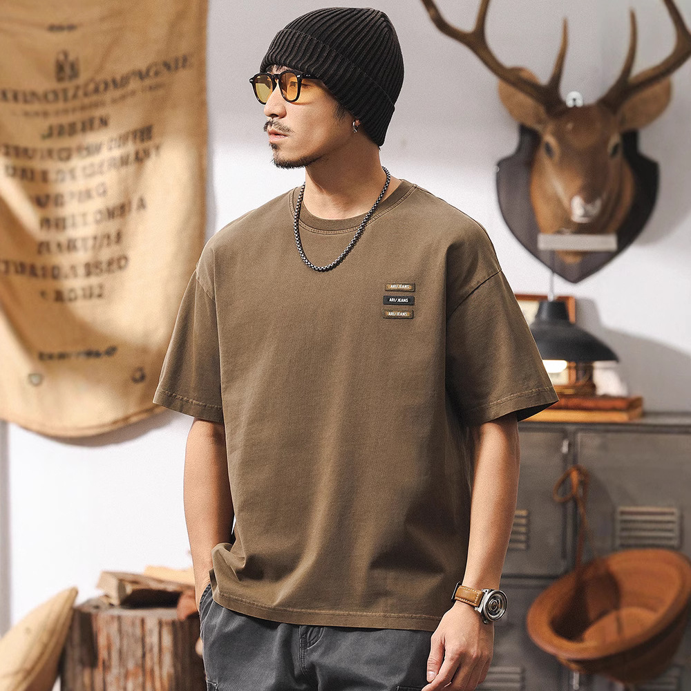 American retro men's short-sleeved T-shirt for summer 2025 new style, trendy loose and plus-size casual pure cotton men's top Application Scenario