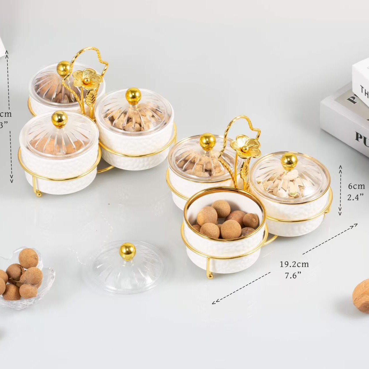 Light luxury fruit plate, snack plate, compartments and platters, home living room, bar, KTV, nuts, dried fruits, candies and snacks plating