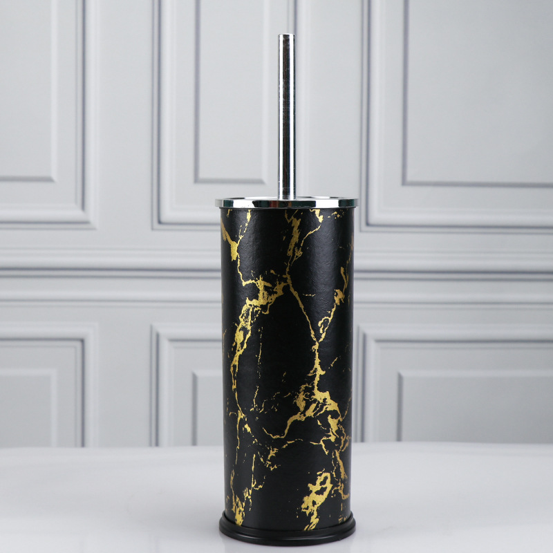 Marble Household Trash Can + Toilet Brush Set Office Plastic Bucket Living Room Open Trash Basket Application Scenario