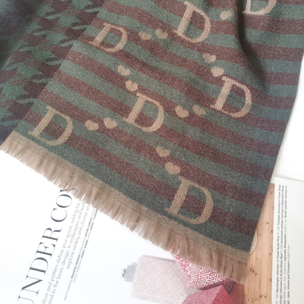 Imitation Cashmere Scarf Female Autumn And Winter New Letter Scarf Thousand Bird Lattice Shawl Foreign Trade Jacquard Scarf Thickened Warm Application Scenario