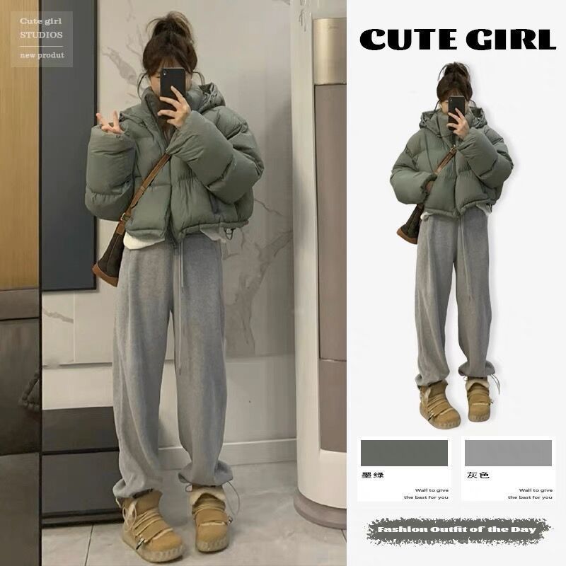 短款羽绒服女2025新款韩版小个子高腰加厚宽松面包服白鸭绒冬外套详情2