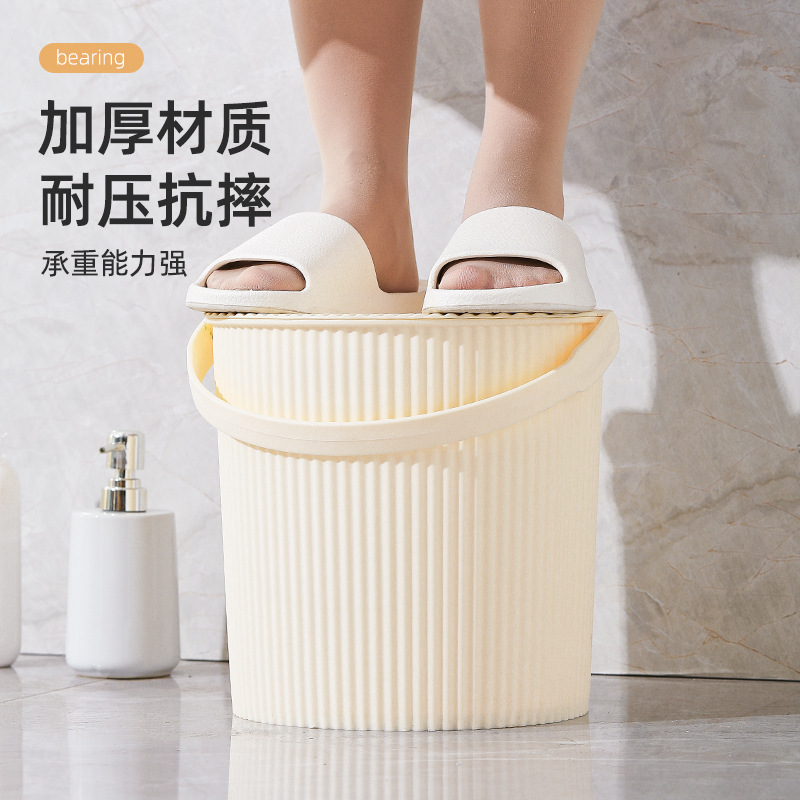 家用手提水桶带盖学生宿舍洗澡桶加厚耐用手提塑料储水圆桶钓鱼桶
