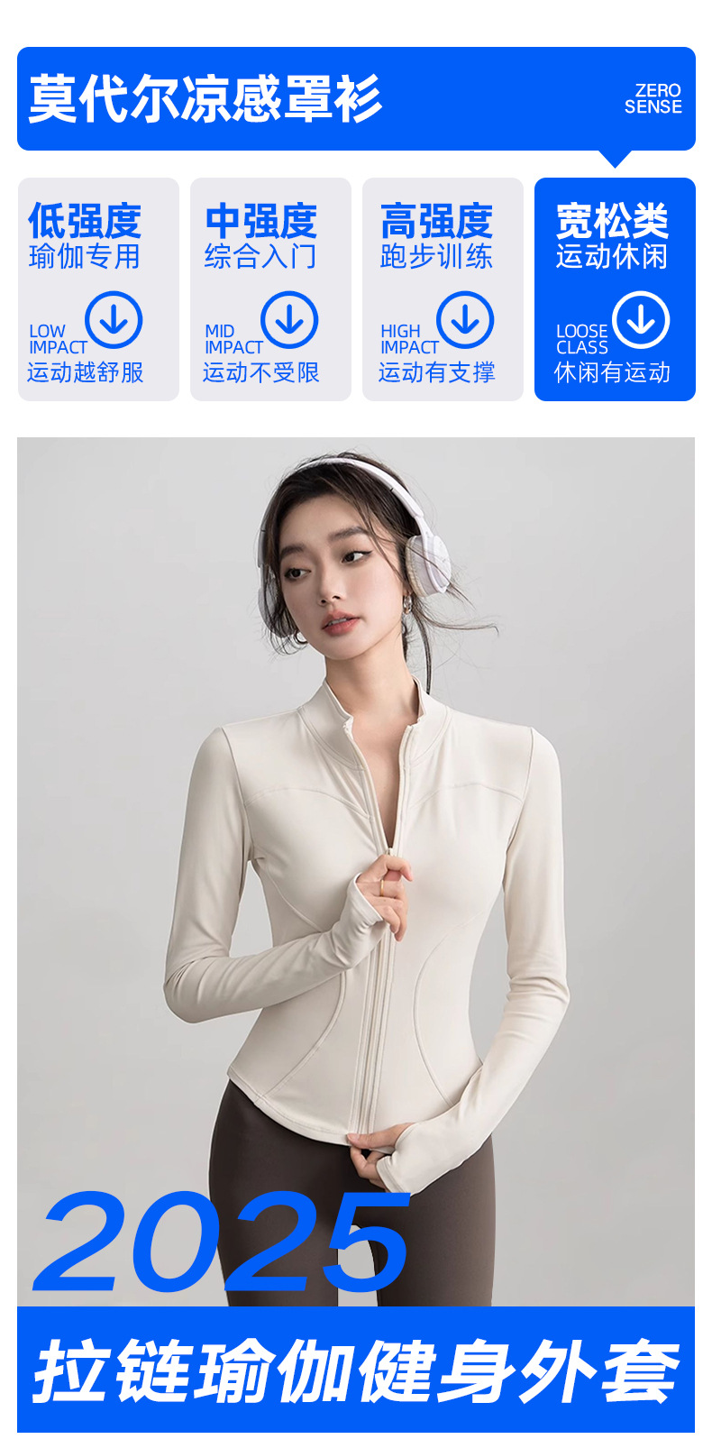 新款防晒防紫外线修身高弹瑜伽服健身跑步长袖外套宽松显瘦运动服详情3