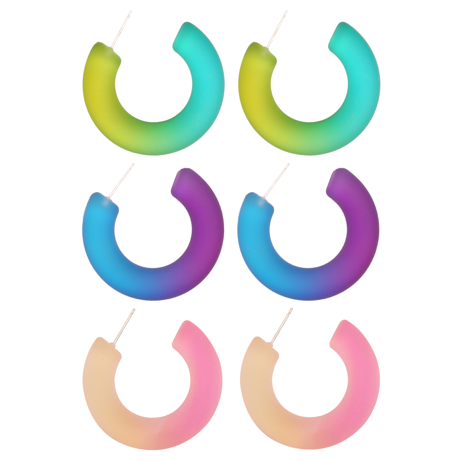 Korean-style simple and fresh gradient jelly color resin earrings, versatile and creative C-shaped semi-circular stud earrings for women