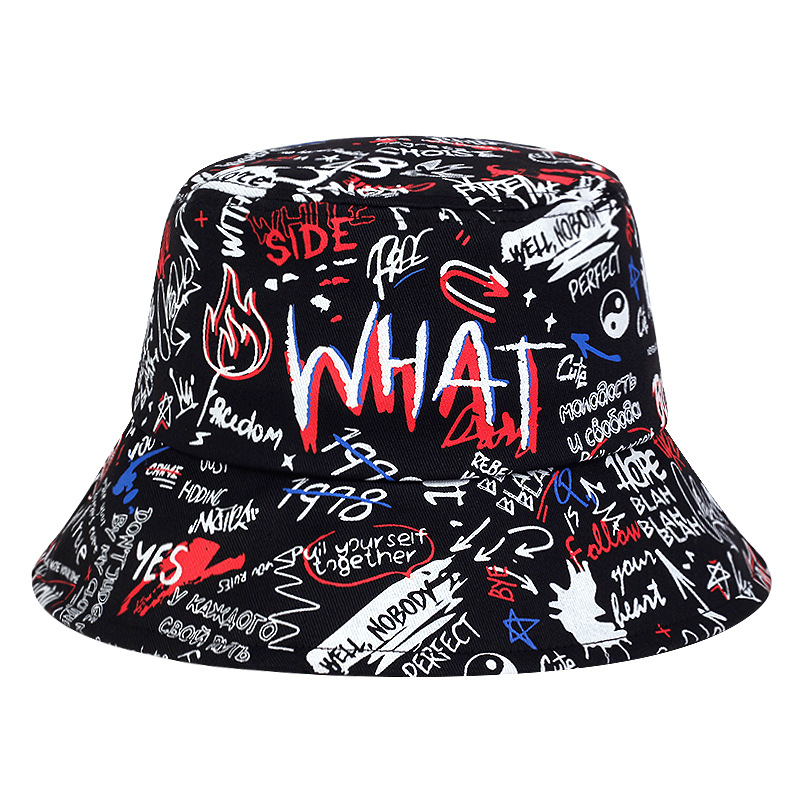 Cross-Border European And American Letter-Printed Fisherman Hat For Men And Women Couples Outdoor Sun Protection Double Basin Hat All Hats details Picture