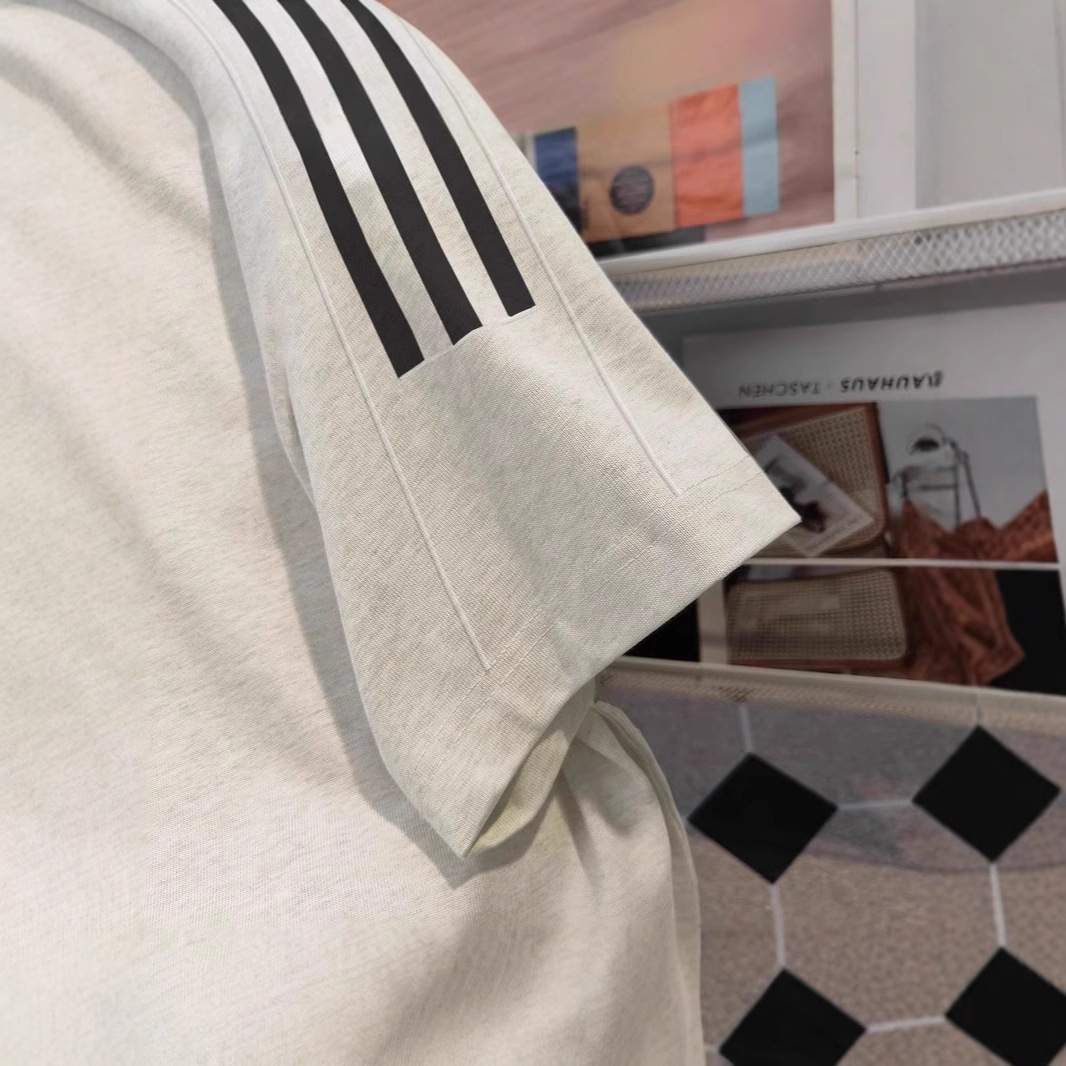 American pure cotton three-bar short-sleeved T-shirt for men, retro summer round neck, loose and versatile, a laid-back couple's outfit Specification image